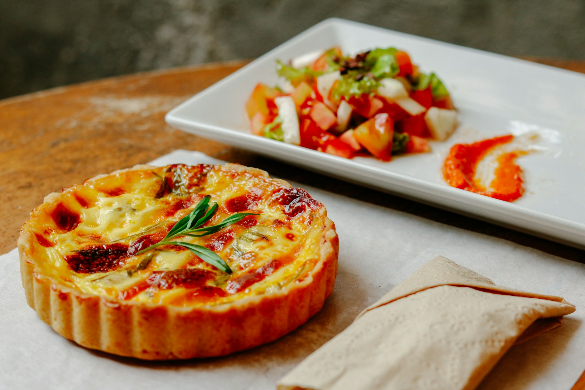 A quiche on a plate